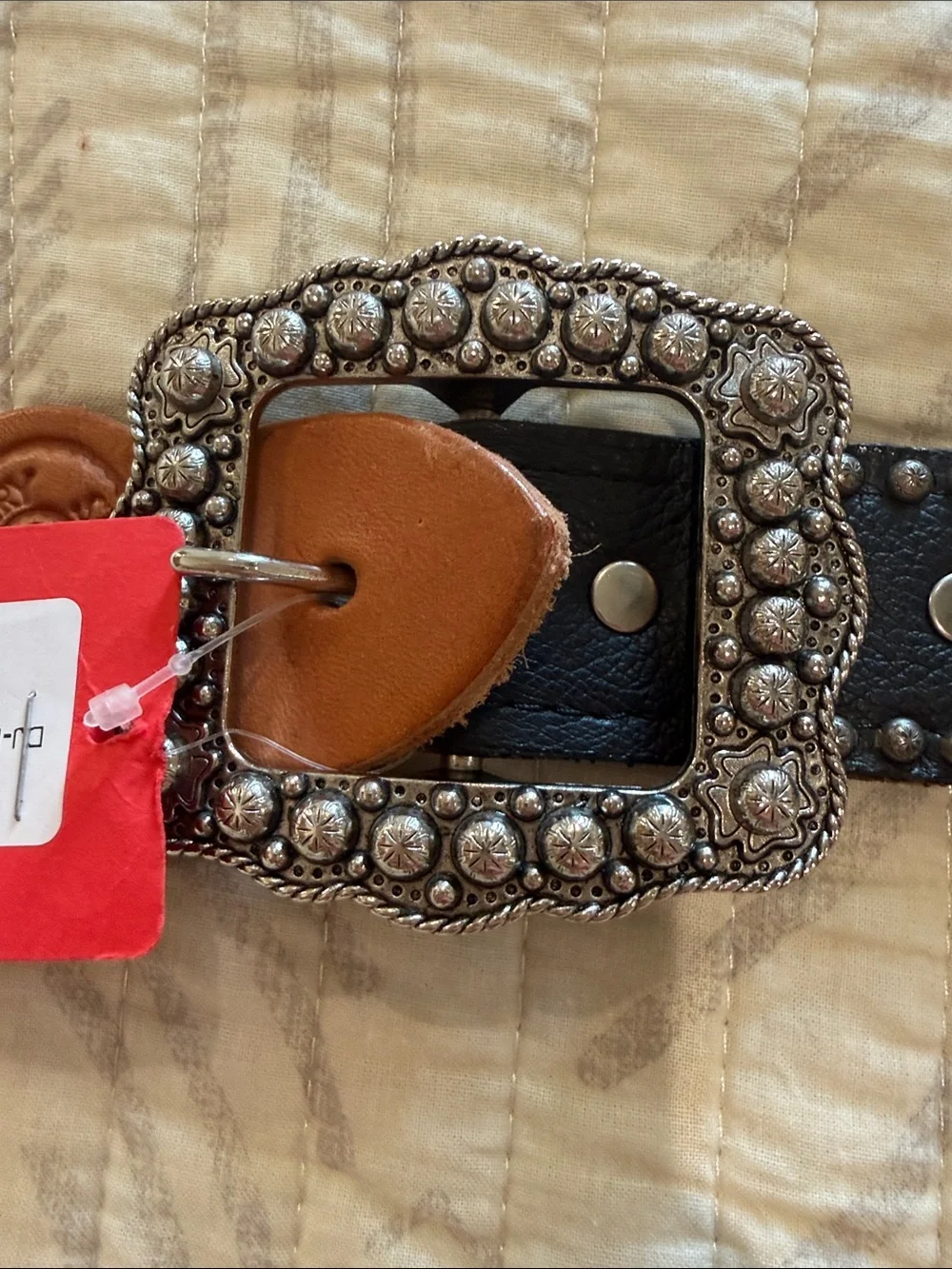 Double J Saddlery Studded Western Belt with Ornate Silver Buckle